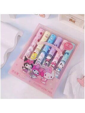 6-Piece Highlighter Pen Set Hello Kitty, Cinnamoroll, Kuromi & More